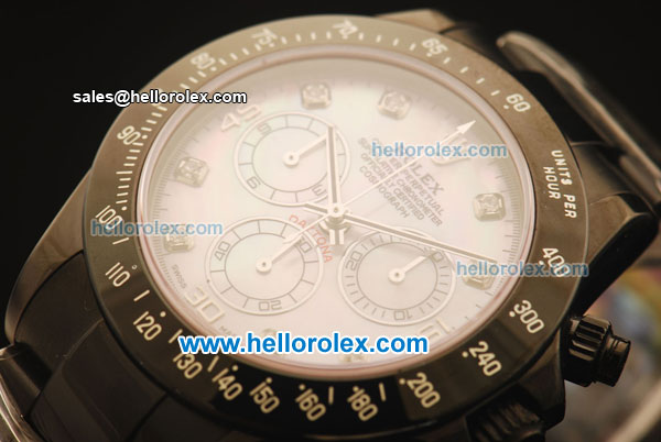 Rolex Daytona Chronograph Swiss Valjoux 7750 Automatic PVD Case and White MOP Dial-PVD Strap - Click Image to Close